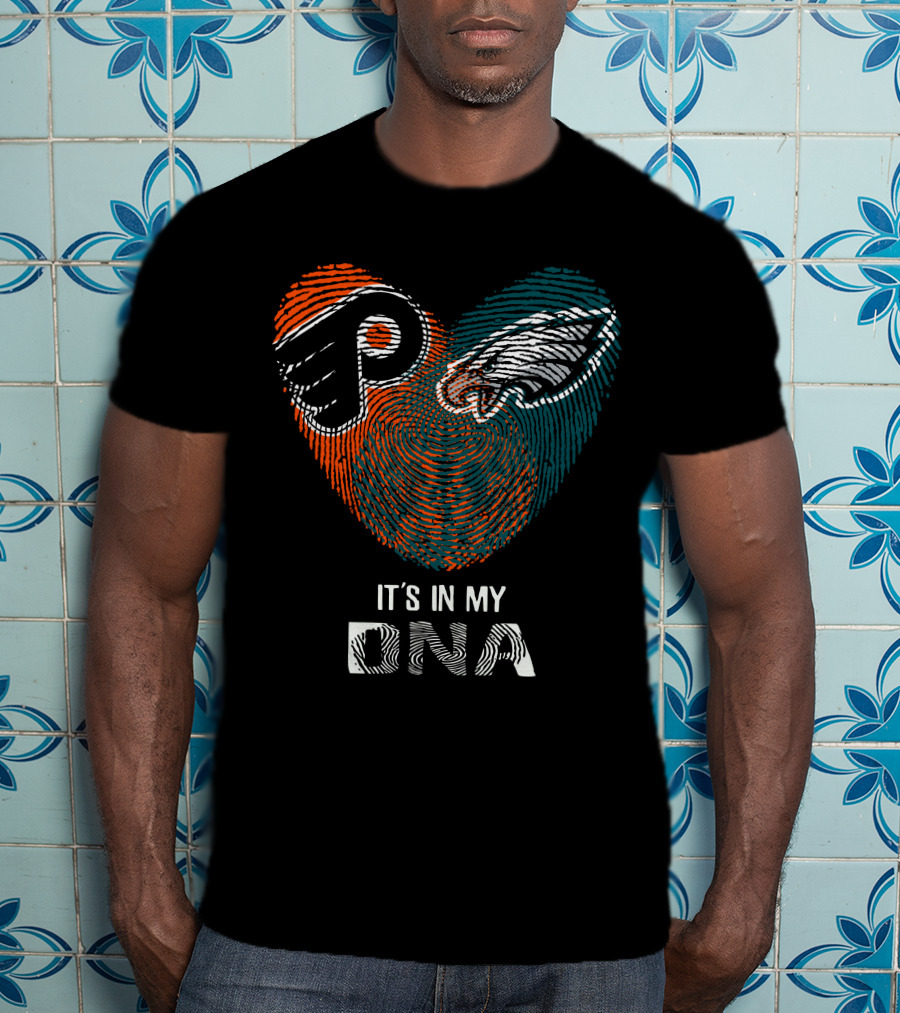 Philadelphia Eagles Flyers It's In My Dna Fingerprint T-Shirt