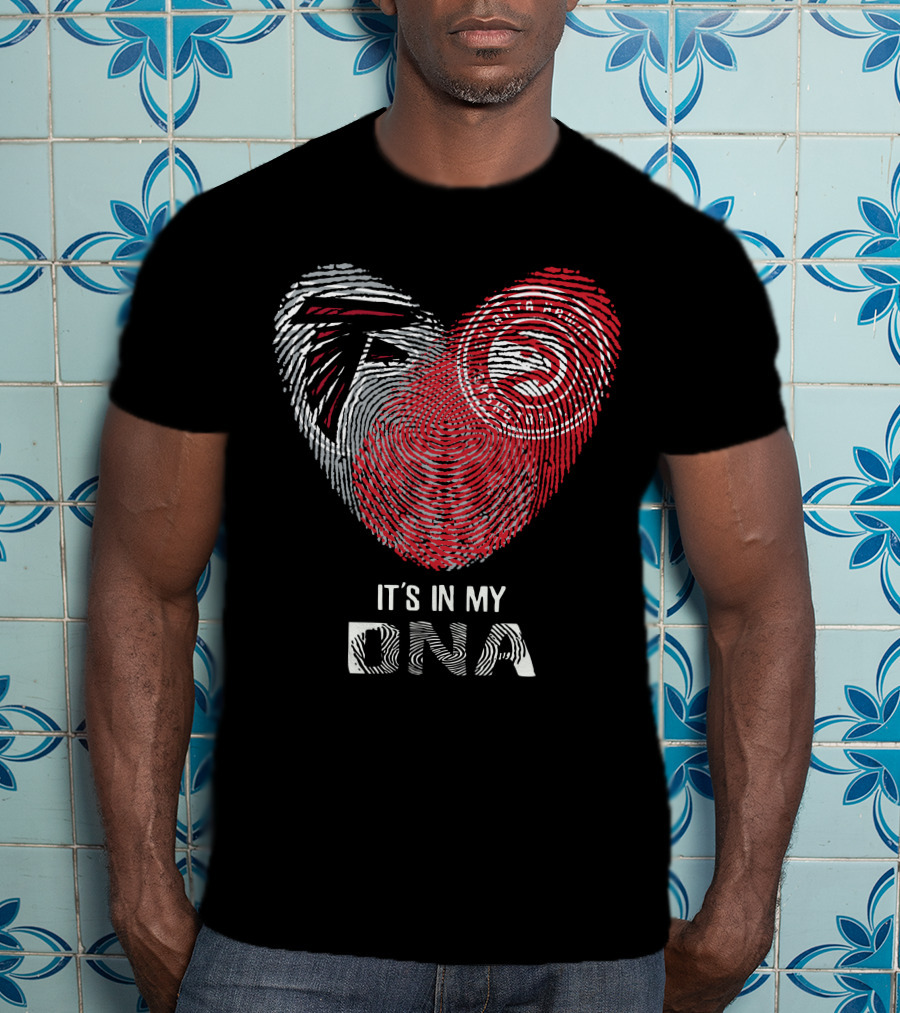 Falcons Atlanta Hawks It's In My DNA Fingerprint Heart T-Shirt