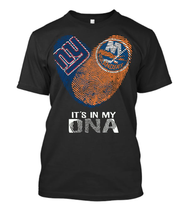 Giants Islanders It's In My DNA Fingerprint Heart Logo Combination T-Shirt