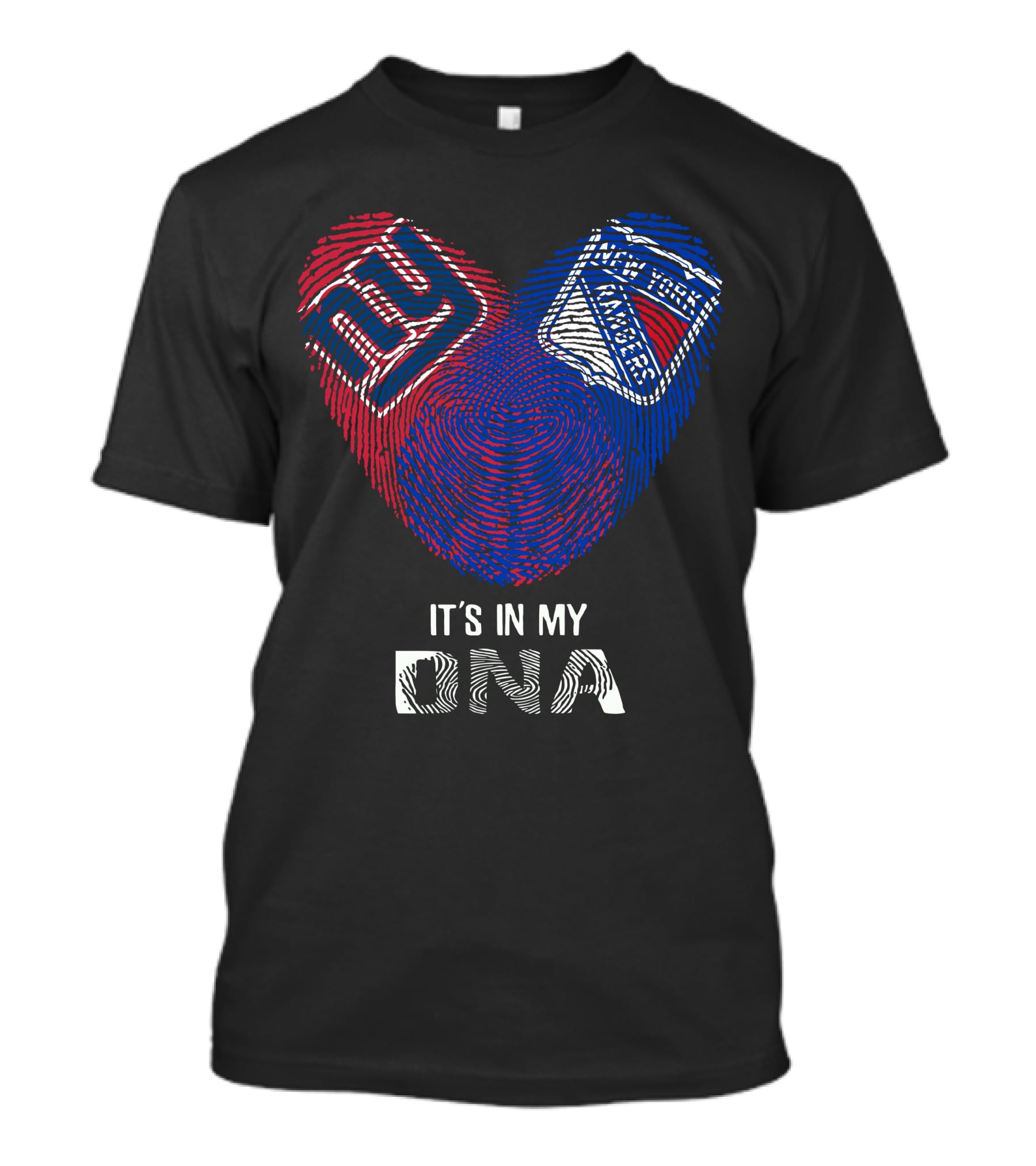 Giants Rangers It's In My DNA Heart Fingerprint T-Shirt