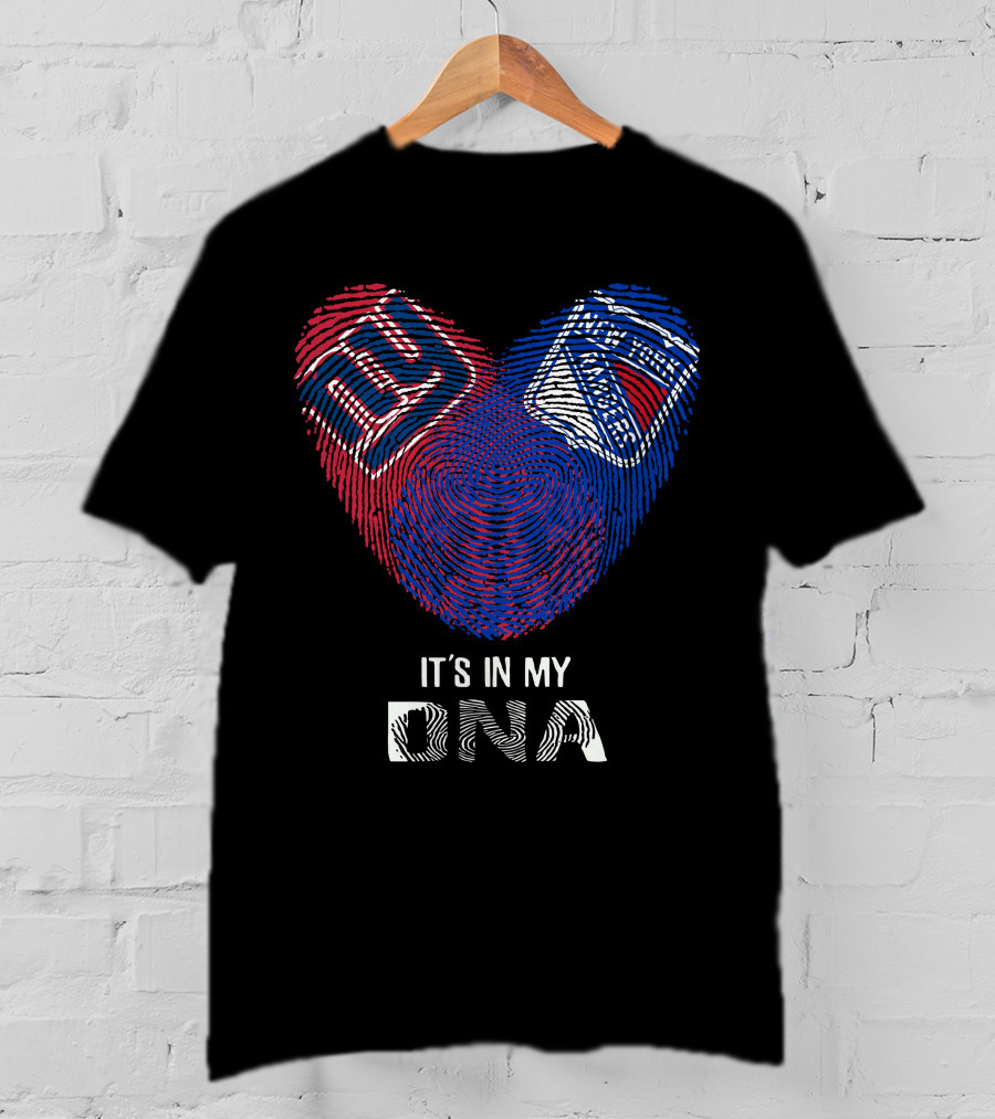 Giants Rangers It's In My DNA Heart Fingerprint T-Shirt