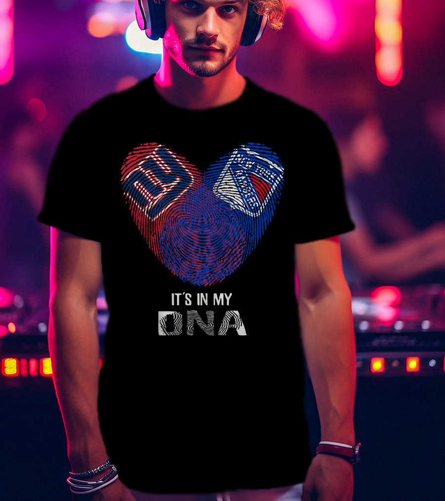 Giants Rangers It's In My DNA Heart Fingerprint T-Shirt