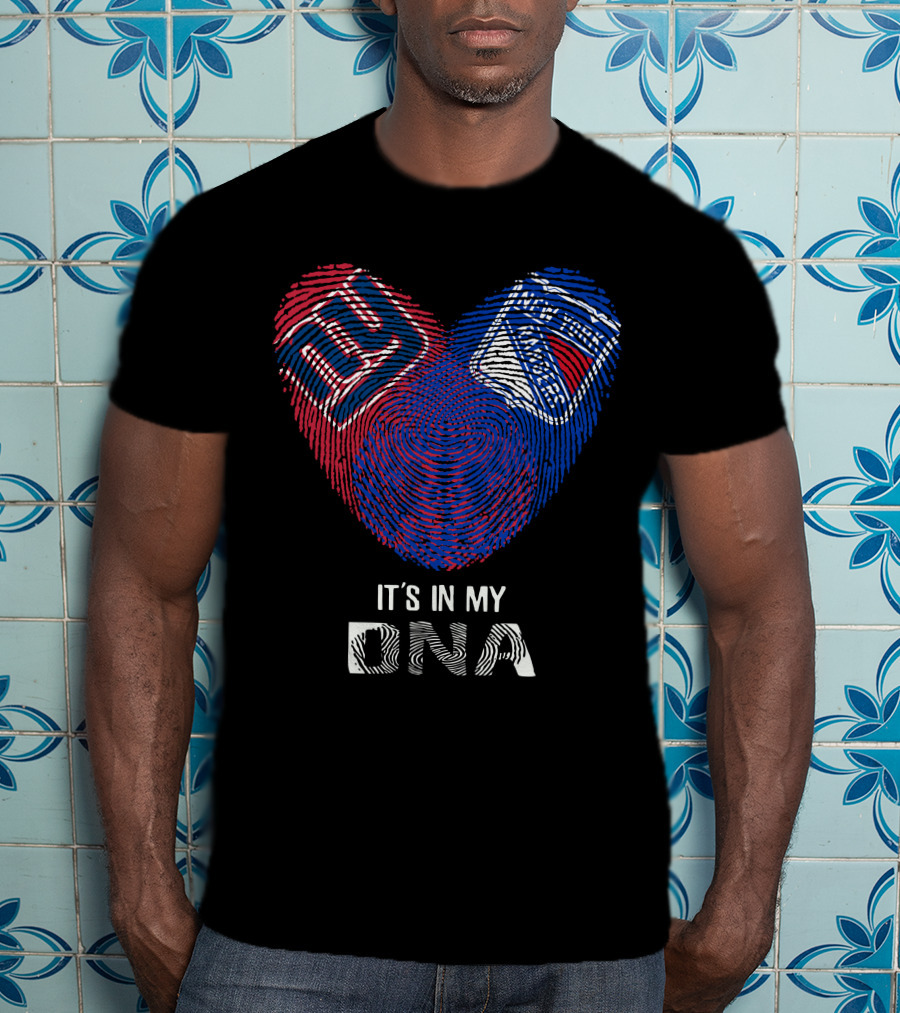 Giants Rangers It's In My DNA Heart Fingerprint T-Shirt