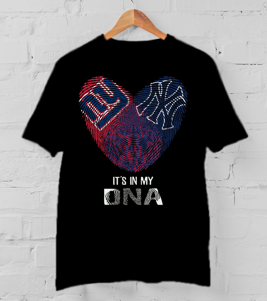 Giants Yankees Fingerprint Heart It's In My DNA T-Shirt