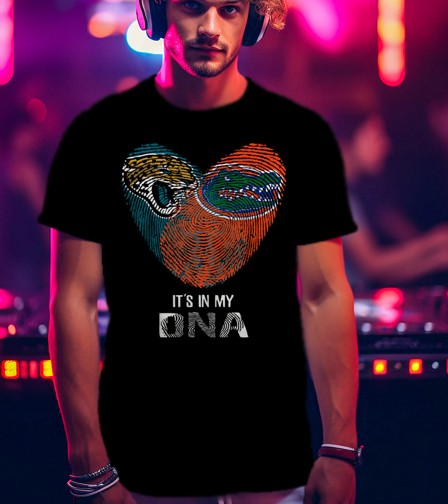 Jaguars Gators It's In My Dna Fingerprint Heart T-Shirt