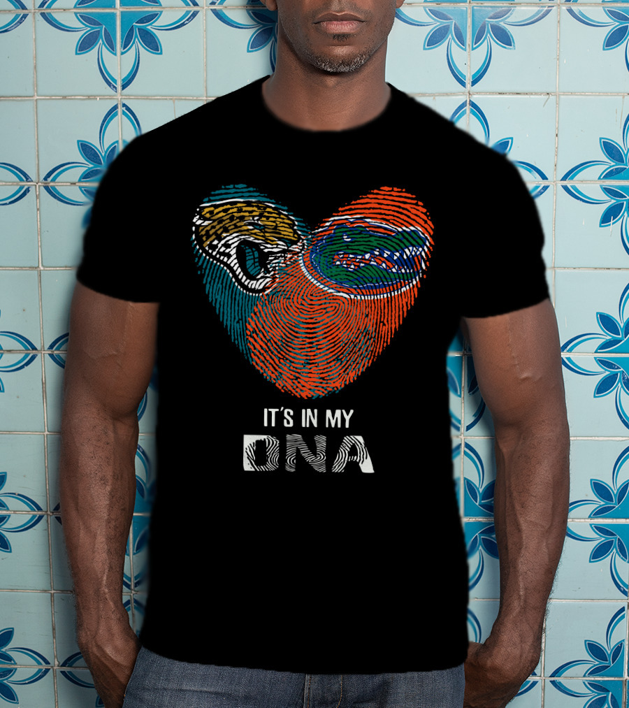 Jaguars Gators It's In My Dna Fingerprint Heart T-Shirt