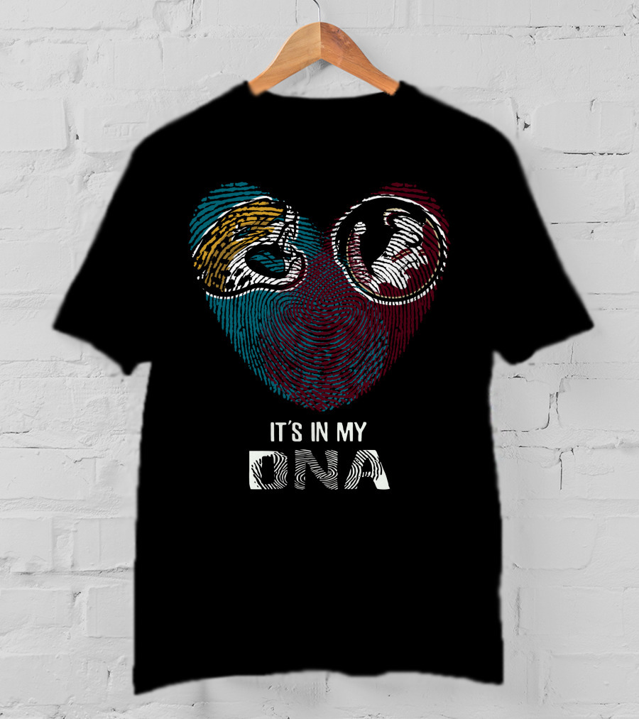 Jaguars Seminoles Heart Fingerprint It's In My DNA T-Shirt