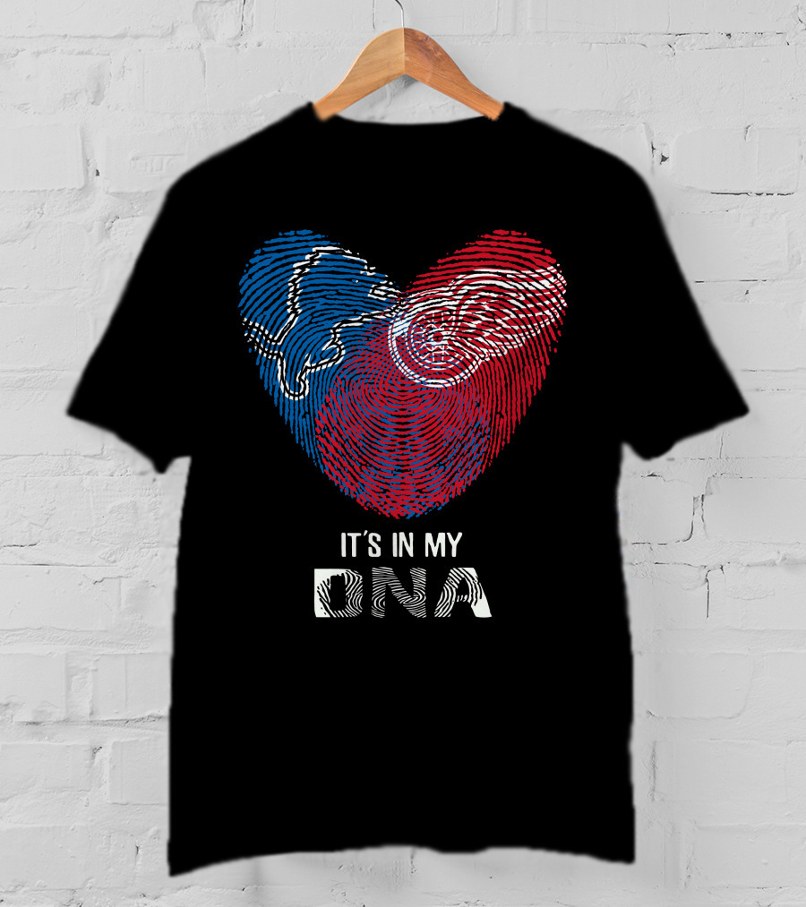 Lions Red Wings Heart Shaped Dna Fingerprint It's In My Dna T-Shirt