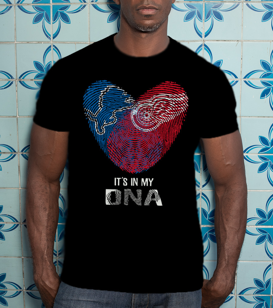 Lions Red Wings Heart Shaped Dna Fingerprint It's In My Dna T-Shirt