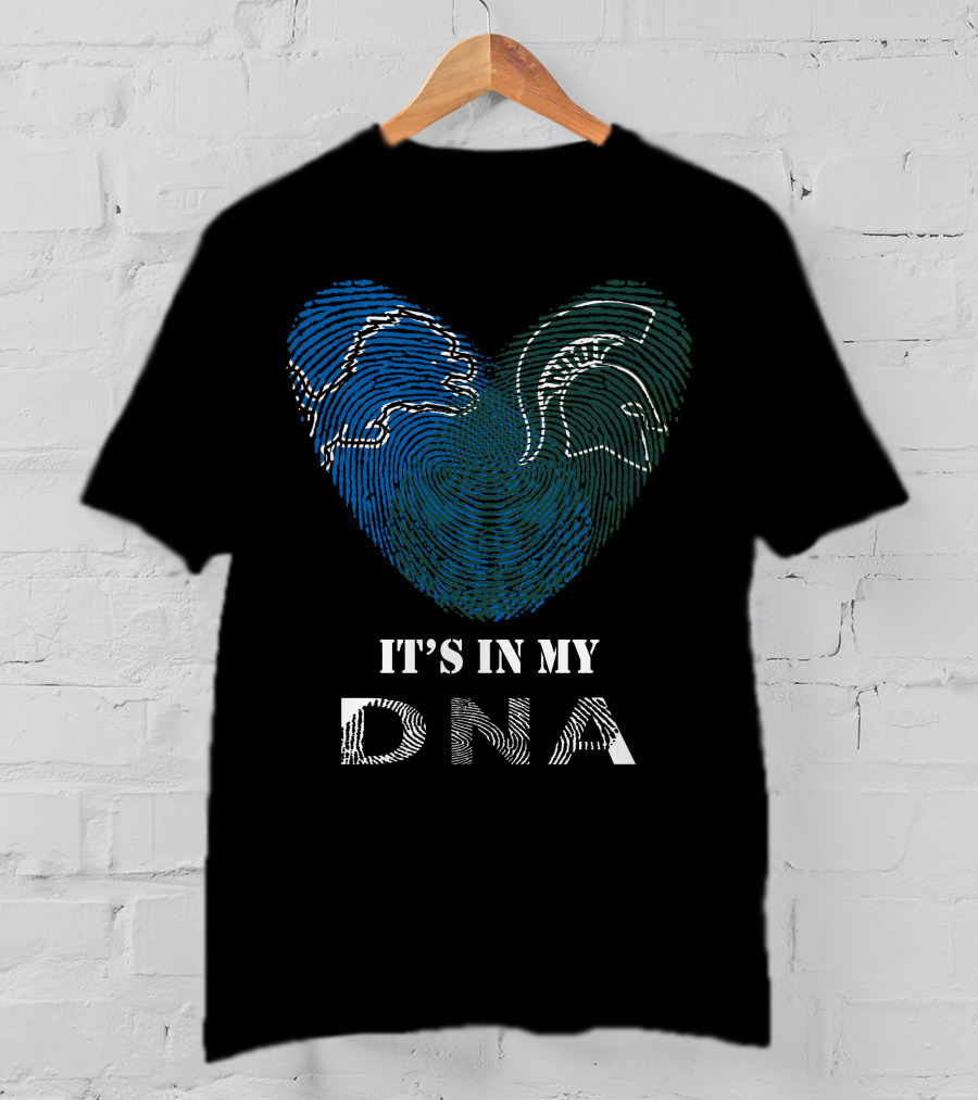 Lions Spartans Fingerprint Heart It's In My DNA T-Shirt