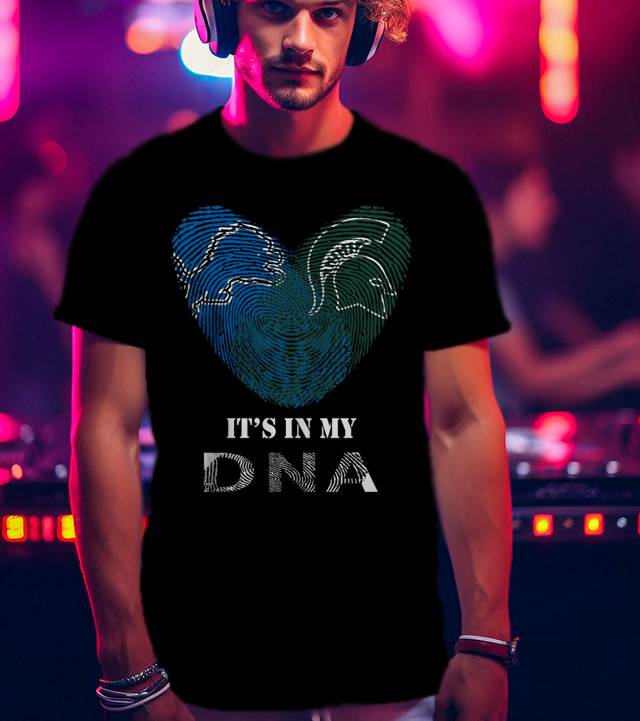Lions Spartans Fingerprint Heart It's In My DNA T-Shirt