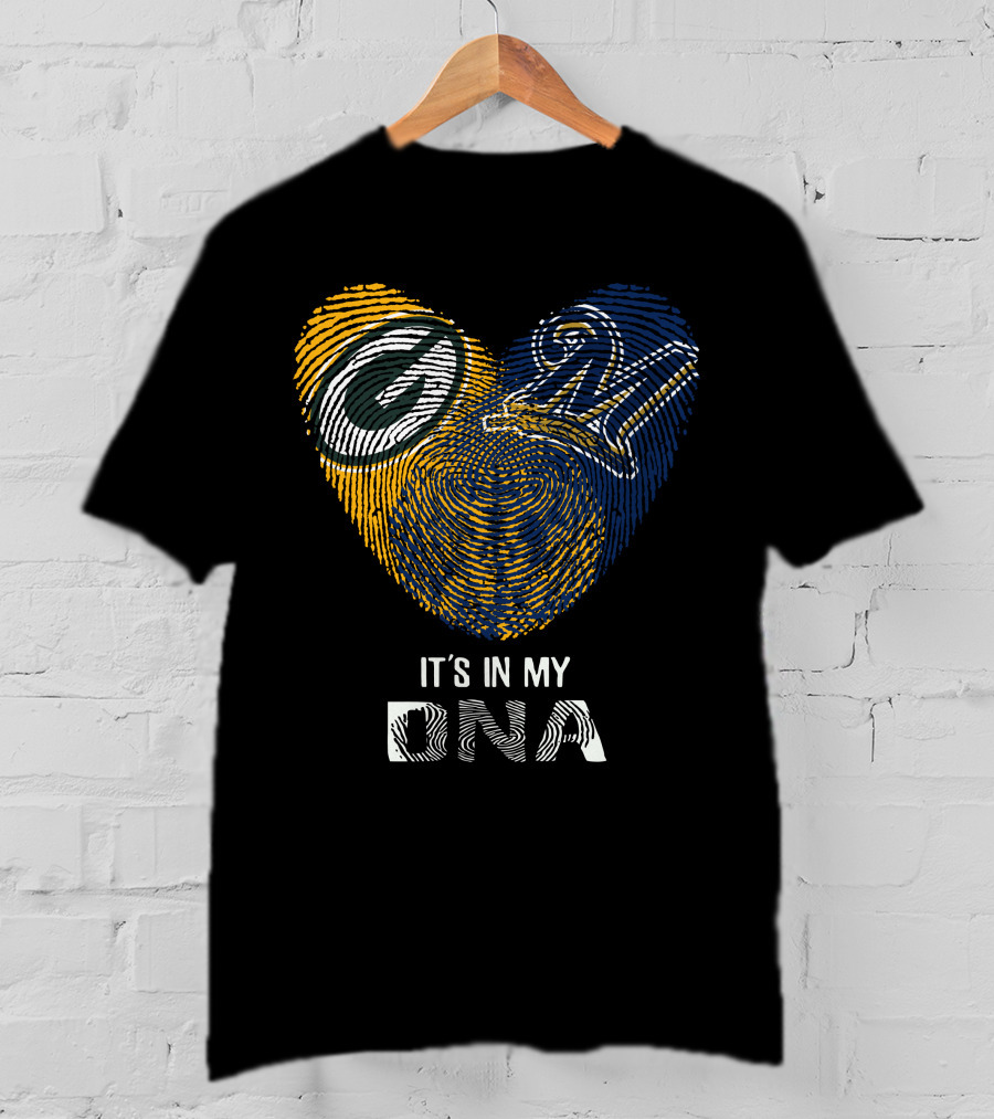 Packers Brewers Heart Fingerprint It's In My DNA T-Shirt
