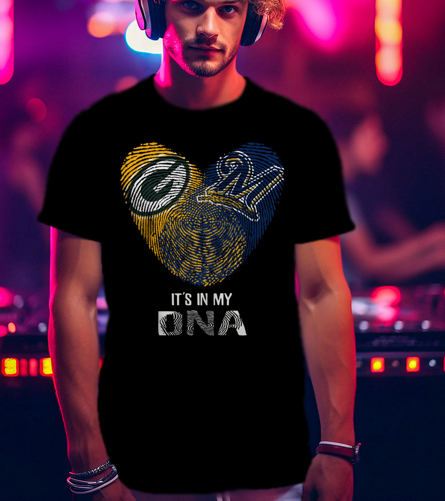 Packers Brewers Heart Fingerprint It's In My DNA T-Shirt