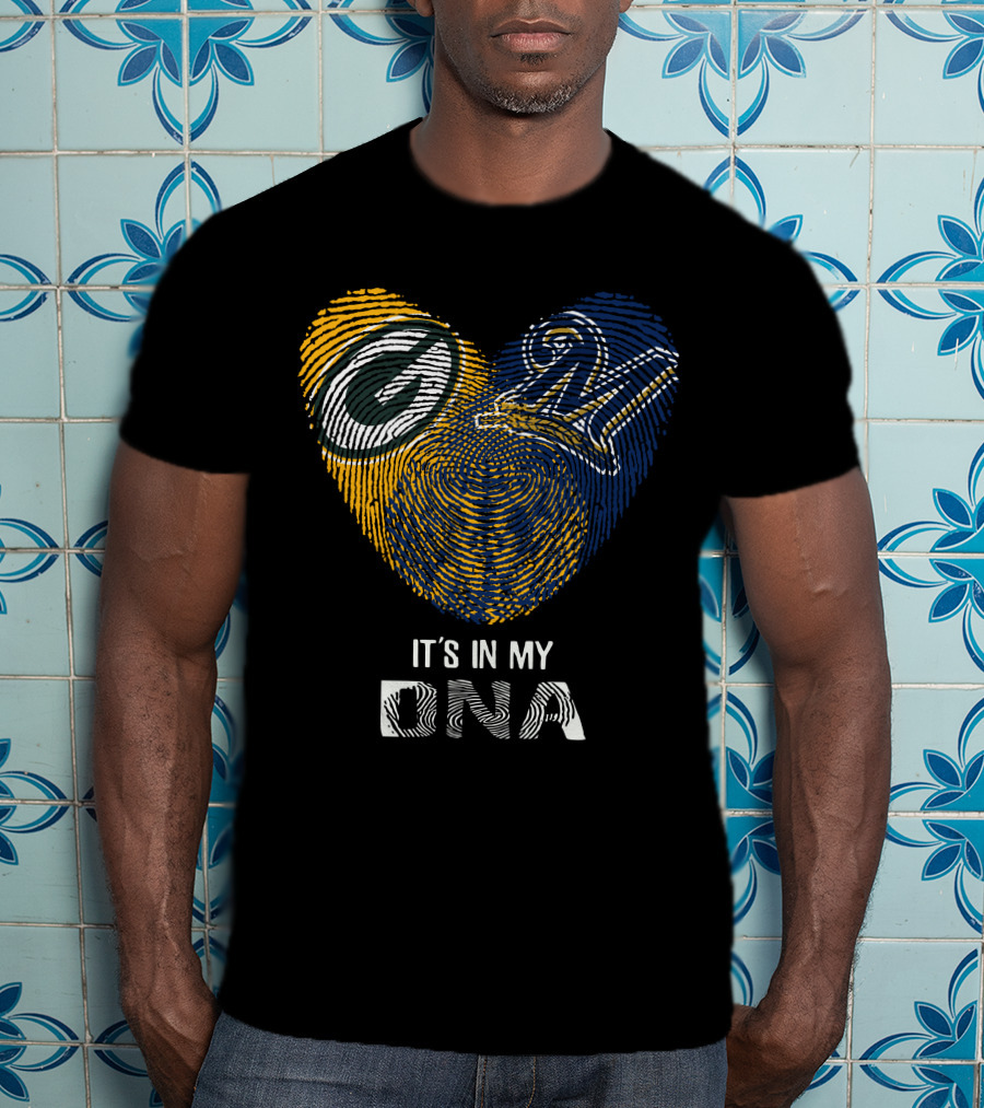 Packers Brewers Heart Fingerprint It's In My DNA T-Shirt