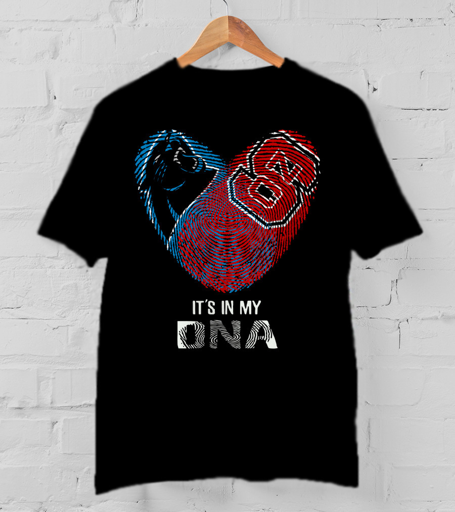 Panthers NC State Fingerprint Heart It's In My DNA T-Shirt