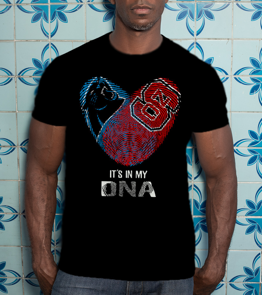 Panthers NC State Fingerprint Heart It's In My DNA T-Shirt