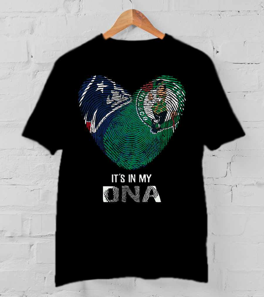 Patriots Celtics Heart DNA Fingerprint με τα λογὀτυπα των Patriots και Celtics T-Shirt