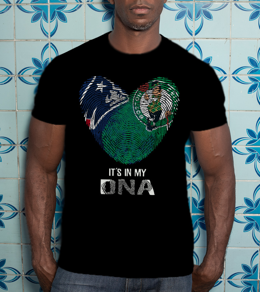 Patriots Celtics Heart DNA Fingerprint με τα λογὀτυπα των Patriots και Celtics T-Shirt
