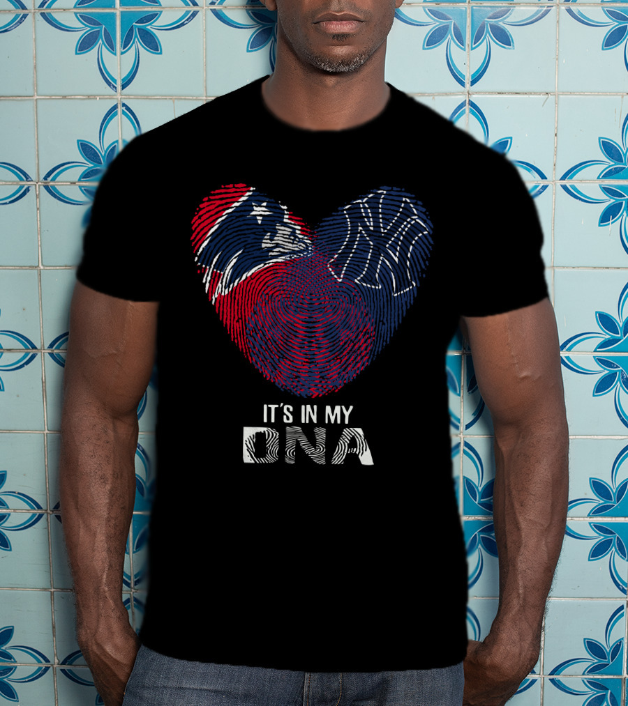Patriots Yankees It's In My DNA Fingerprint Heart T-Shirt