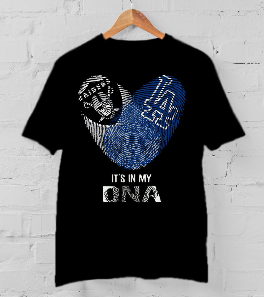 Raiders Dodgers It's In My Dna Emblem Fingerprint Style T-Shirt