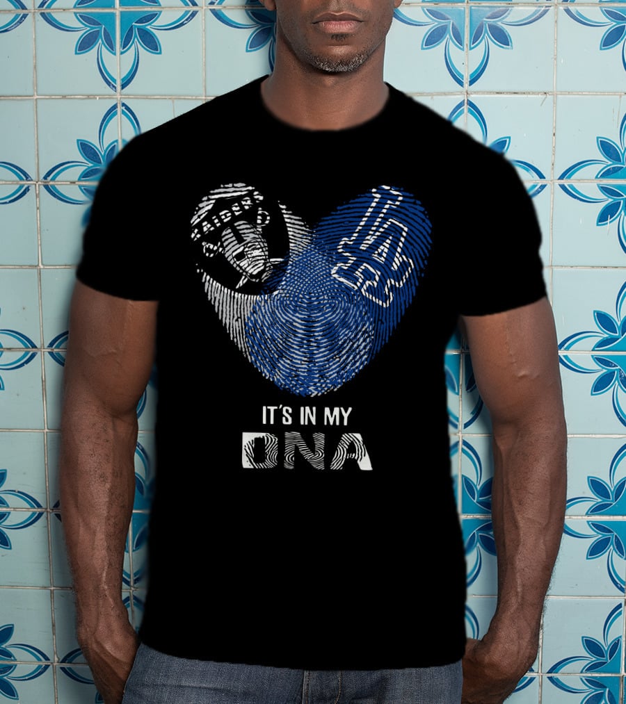 Raiders Dodgers It's In My Dna Emblem Fingerprint Style T-Shirt