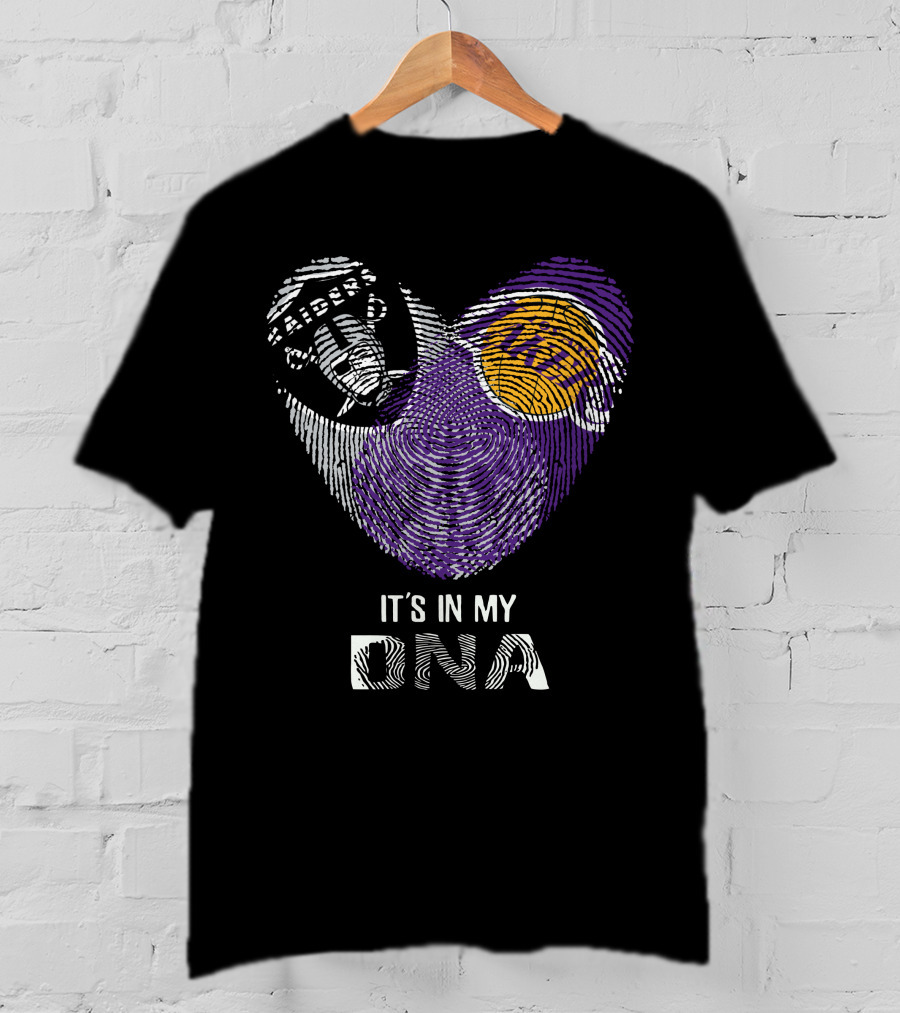 Raiders Lakers It's In My DNA Fingerprint Logo Combination T-Shirt