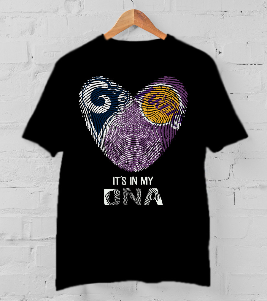 Rams Lakers It's In My Dna Heart Fingerprint T-Shirt