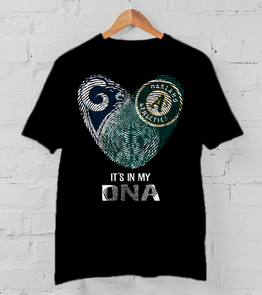 Rams Oakland Athletics It's In My DNA Fingerprint Heart T-Shirt