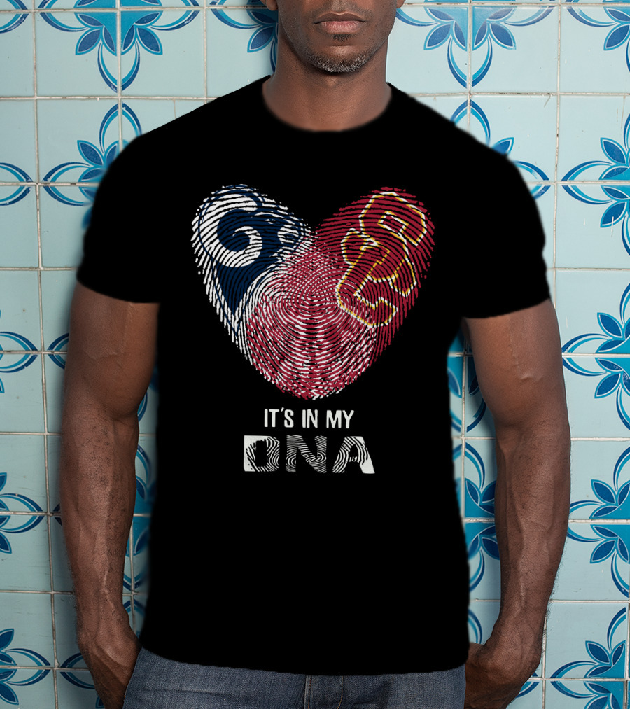 Rams USC Trojans Heart Fingerprint It's In My DNA T-Shirt