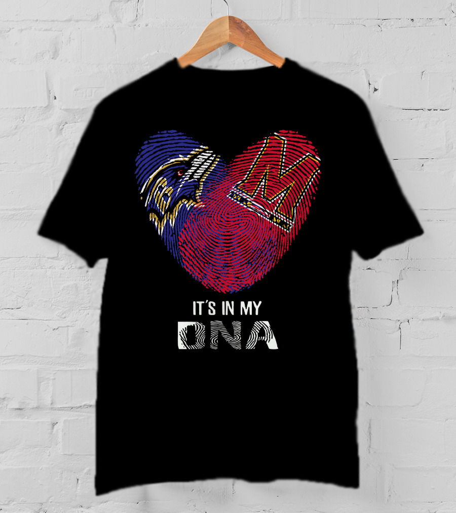 Ravens Maryland Terrapins Heart-Shaped Fingerprint It's In My DNA T-Shirt
