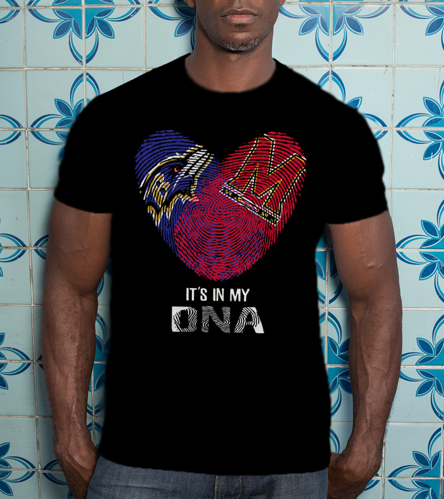 Ravens Maryland Terrapins Heart-Shaped Fingerprint It's In My DNA T-Shirt