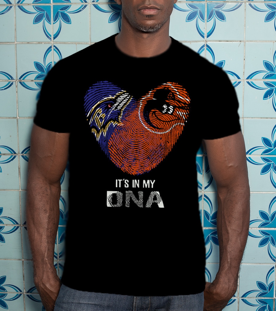 Ravens Orioles It's In My DNA Fingerprint Heart Ravens NFL Orioles MLB T-Shirt