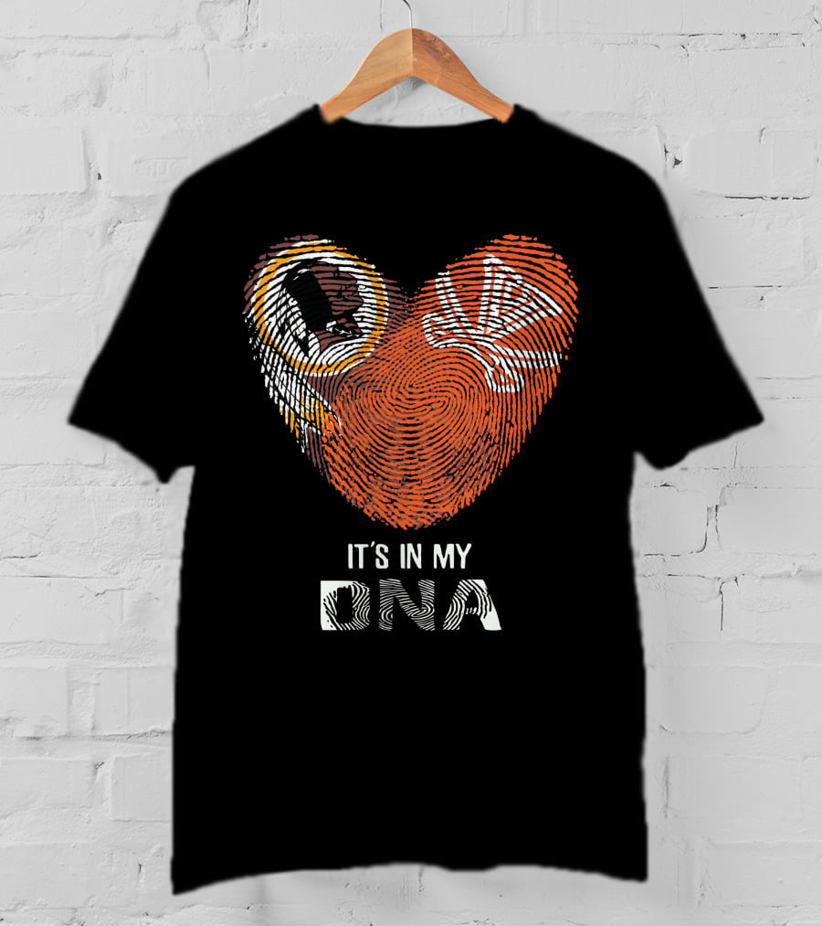 Redskins Cavaliers It's In My Dna Heart Fingerprint T-Shirt