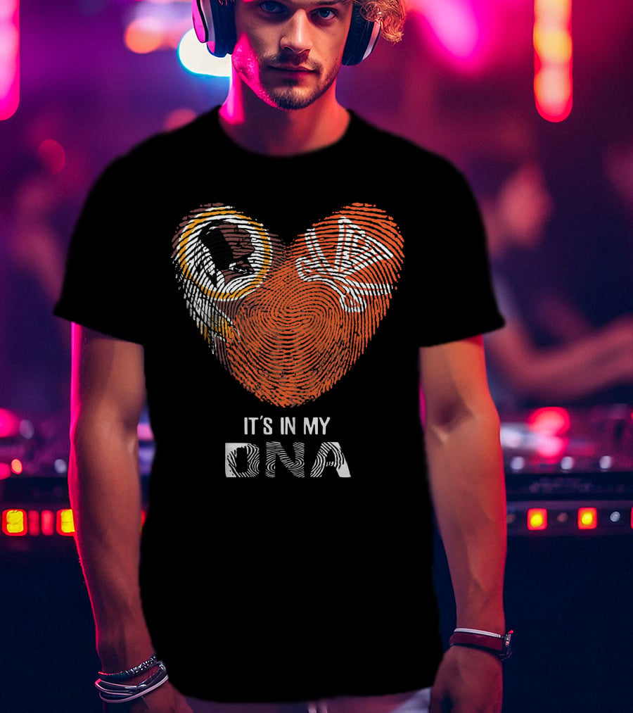 Redskins Cavaliers It's In My Dna Heart Fingerprint T-Shirt