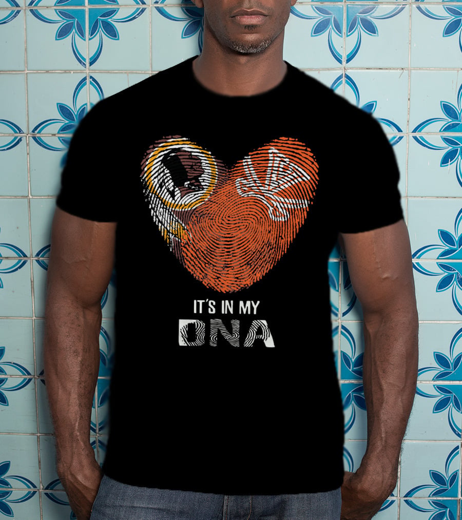 Redskins Cavaliers It's In My Dna Heart Fingerprint T-Shirt