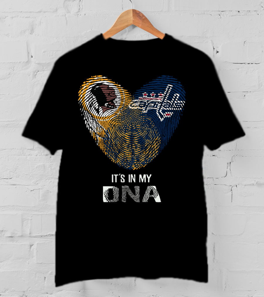 Redskins Washington Capitals It's In My Dna Fingerprint Heart Fan Pride T-Shirt