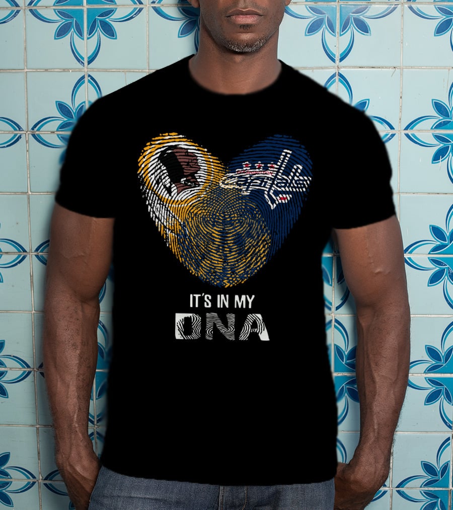 Redskins Washington Capitals It's In My Dna Fingerprint Heart Fan Pride T-Shirt
