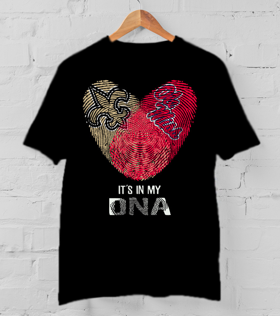 Saints Ole Miss Fingerprint Heart It's In My DNA T-Shirt