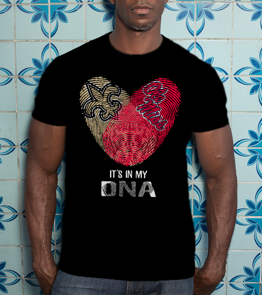 Saints Ole Miss Fingerprint Heart It's In My DNA T-Shirt