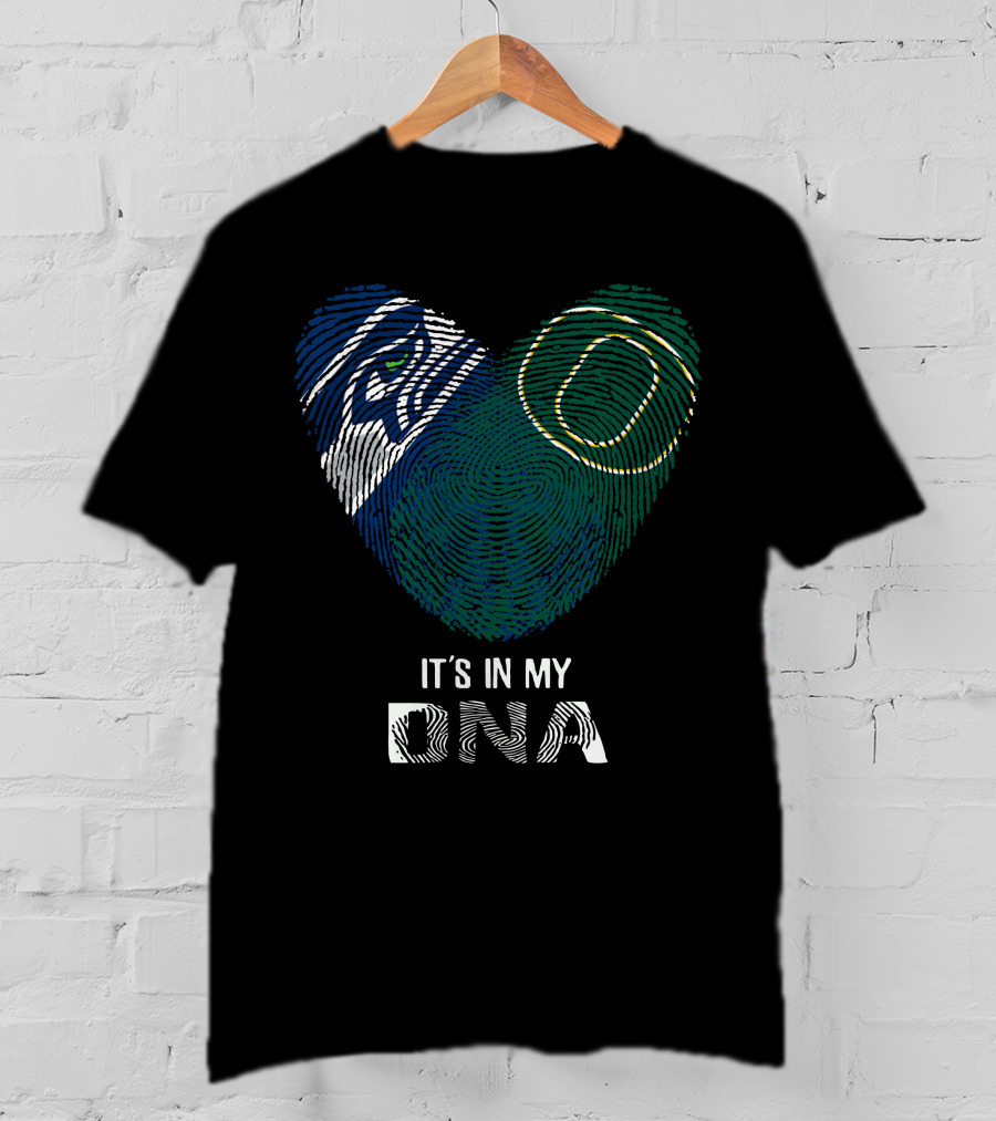 Seahawks Ducks Fingerprint Heart It's In My DNA T-Shirt