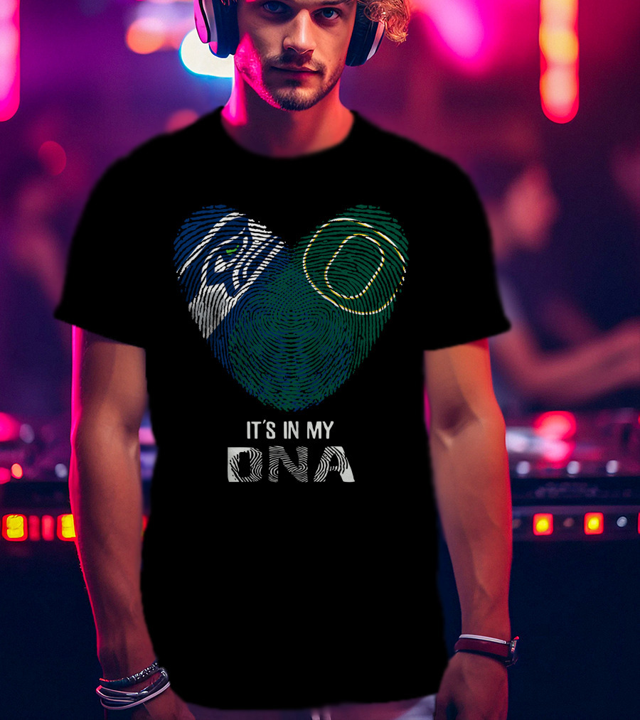 Seahawks Ducks Fingerprint Heart It's In My DNA T-Shirt