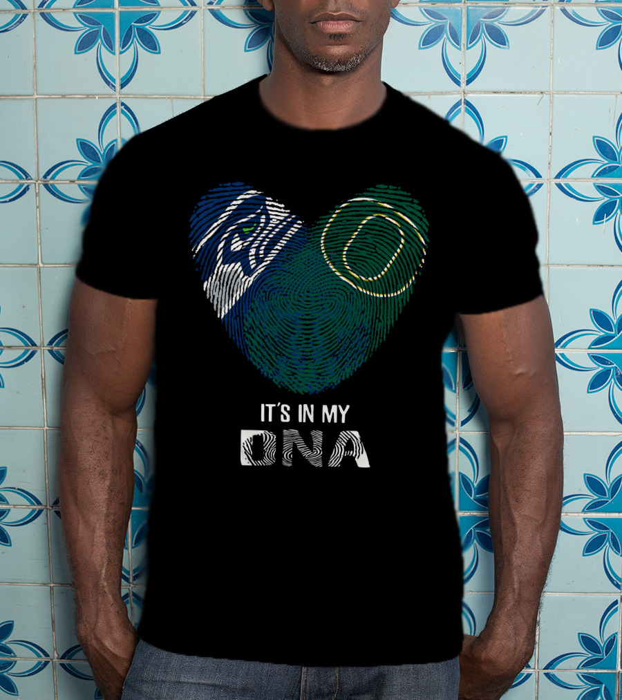 Seahawks Ducks Fingerprint Heart It's In My DNA T-Shirt