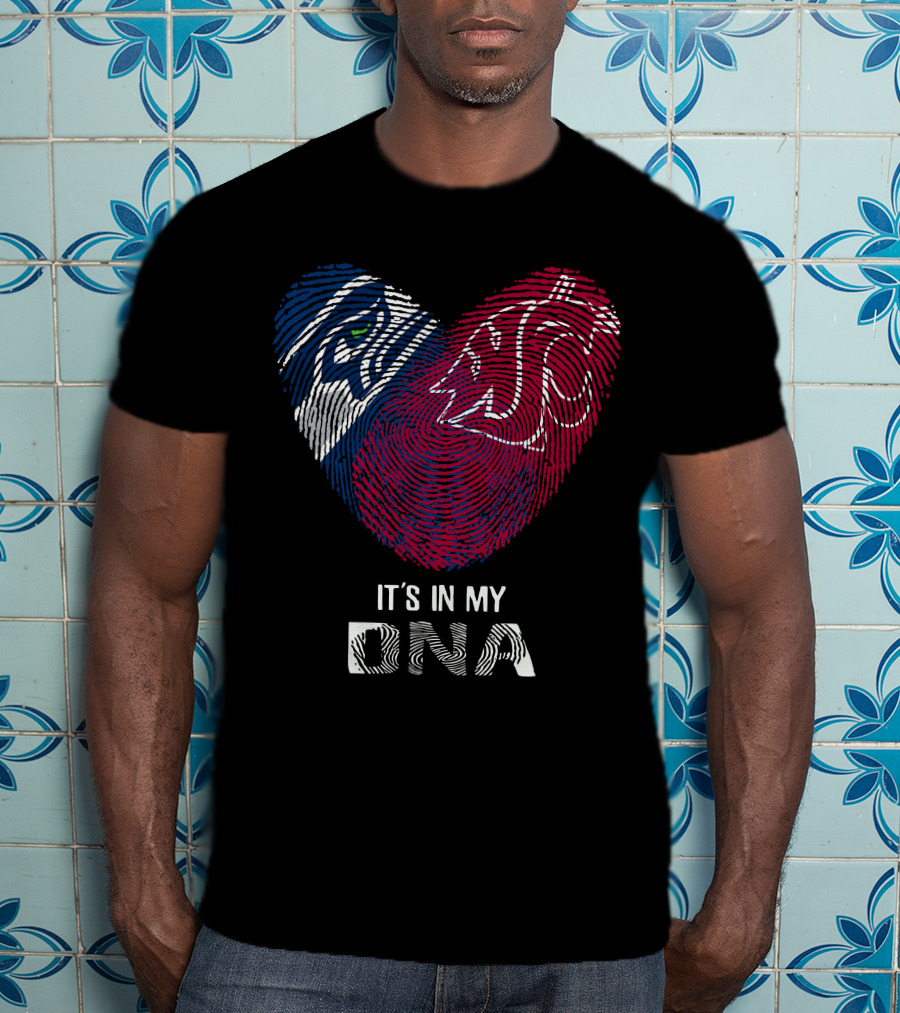 Seahawks Washington State It's In My DNA Heart Fingerprint T-Shirt
