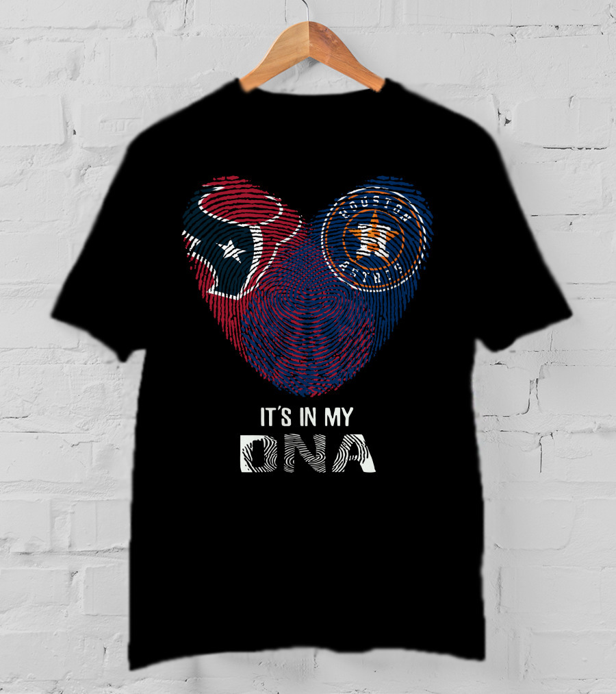 Texans Astros Heart Fingerprint It's In My DNA T-Shirt