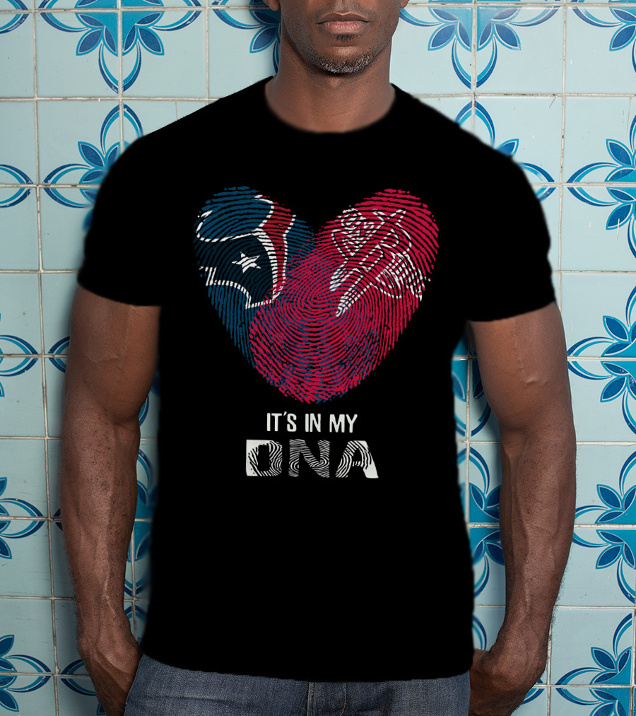 Texans Rockets Fingerprint Heart It's In My DNA T-Shirt
