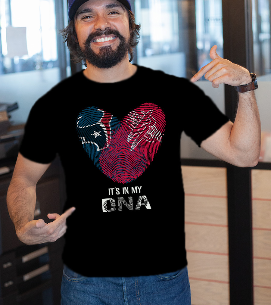Texans Rockets Fingerprint Heart It's In My DNA T-Shirt