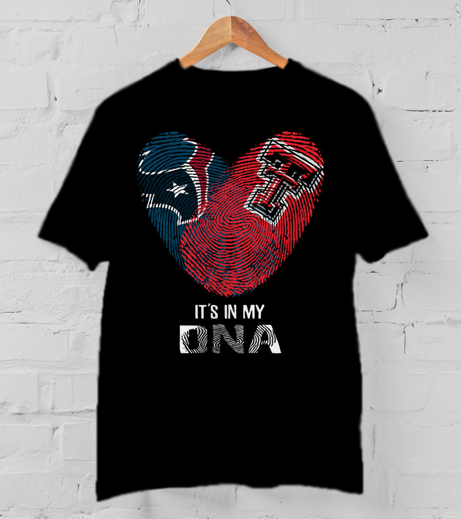Texans Texas Tech Heart Fingerprint It's In My Dna T-Shirt