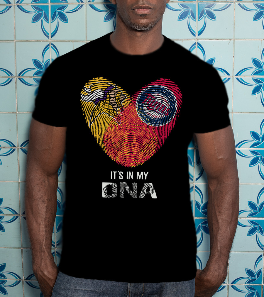 Vikings Twins It's In My DNA Heart Fingerprint T-Shirt