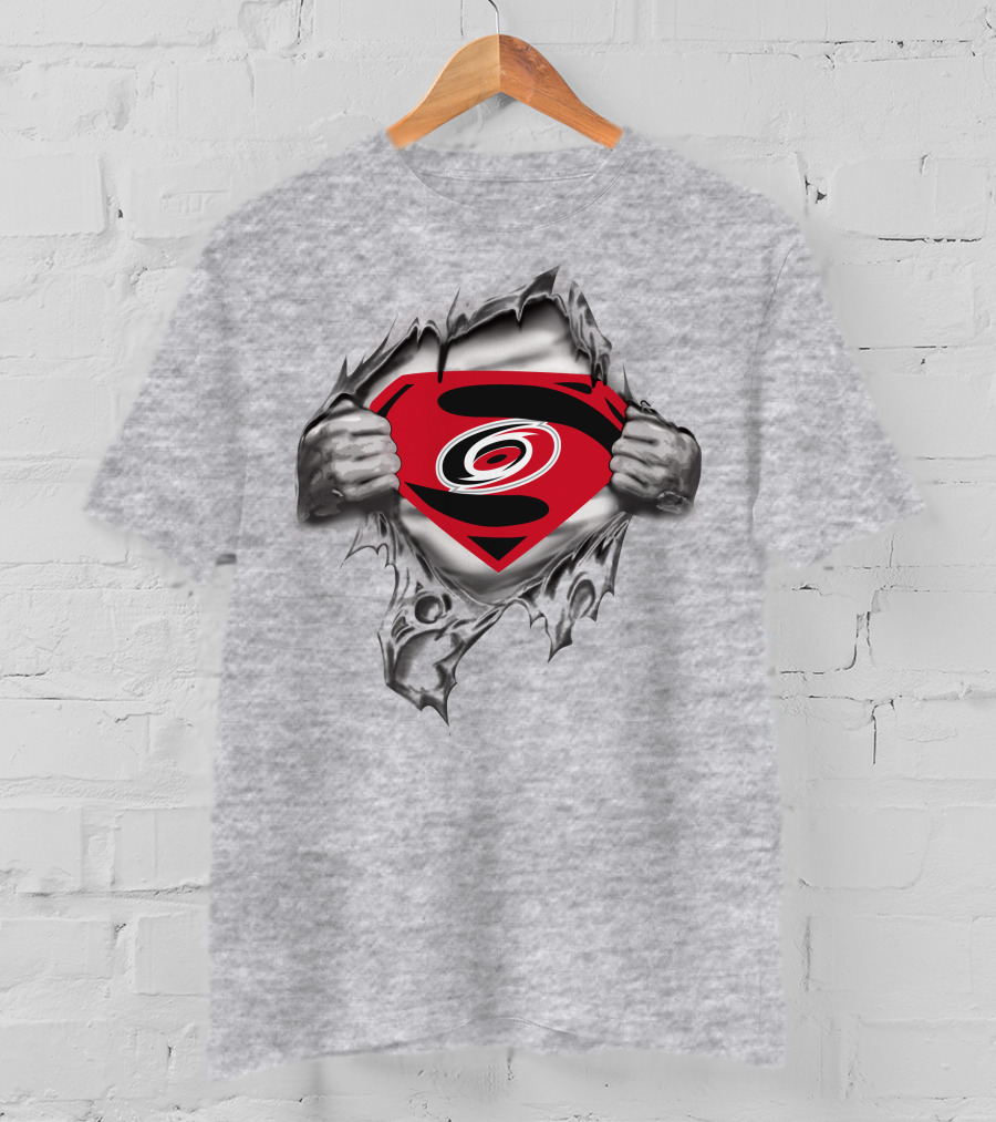 Carolina Hurricanes Superman Logo Torn Chest T-Shirt