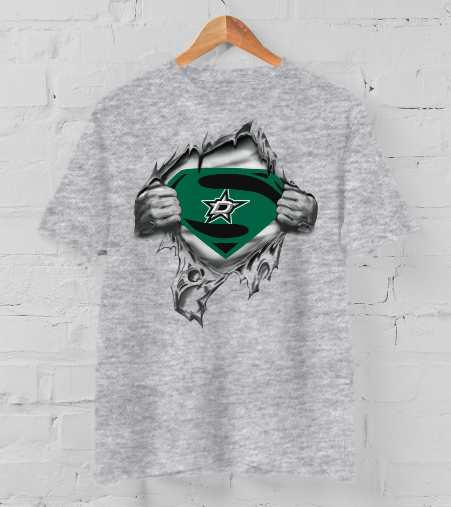 Dallas Stars Hockey Superman Logo Symbol Pullover T-Shirt